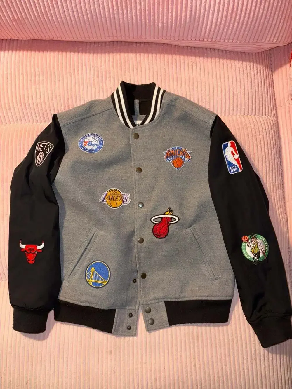 Abercrombie & Fitch NBA Varsity Jacket with Team Patches